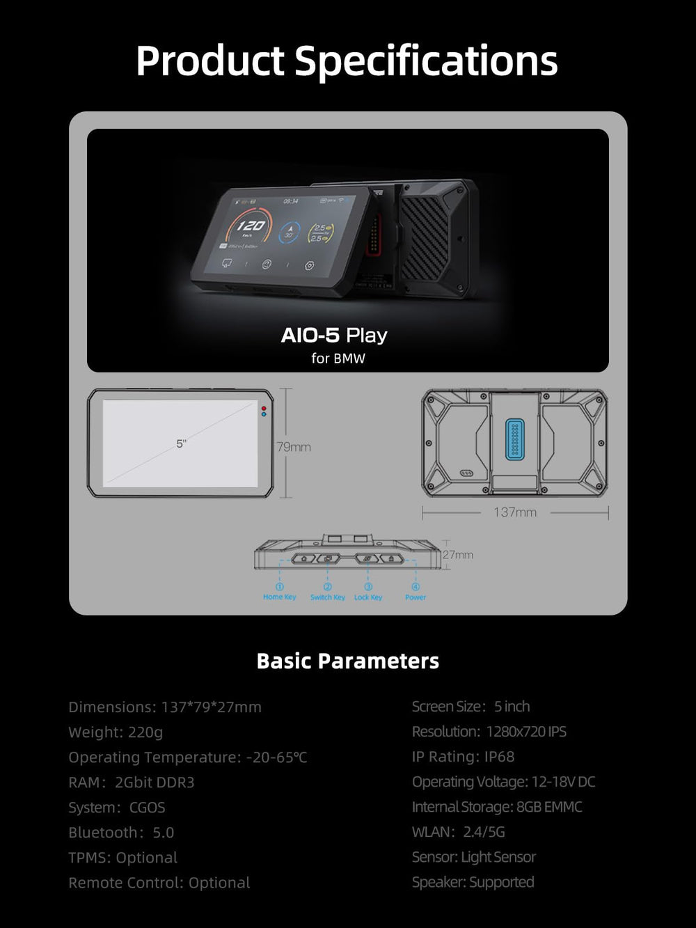 CHIGEE AIO-5 Play anti-theft alarm with vibration sensor deters tampering