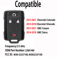CHIJUIYZKEY 2pc key fob back view confirms secure fit for Silverado.
