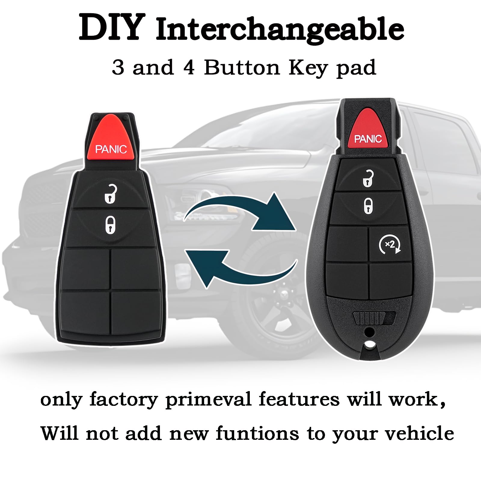 CHIJUIYZKEY RAM 1500 interior key fob with button layout