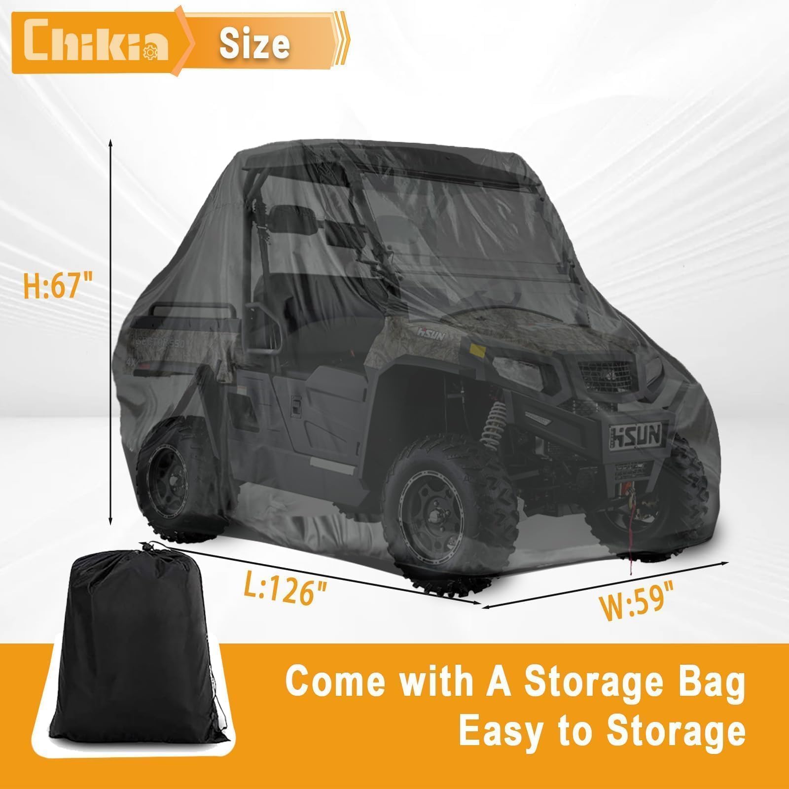 Chikia 2-3 seater cover shown for compatible UTV fit