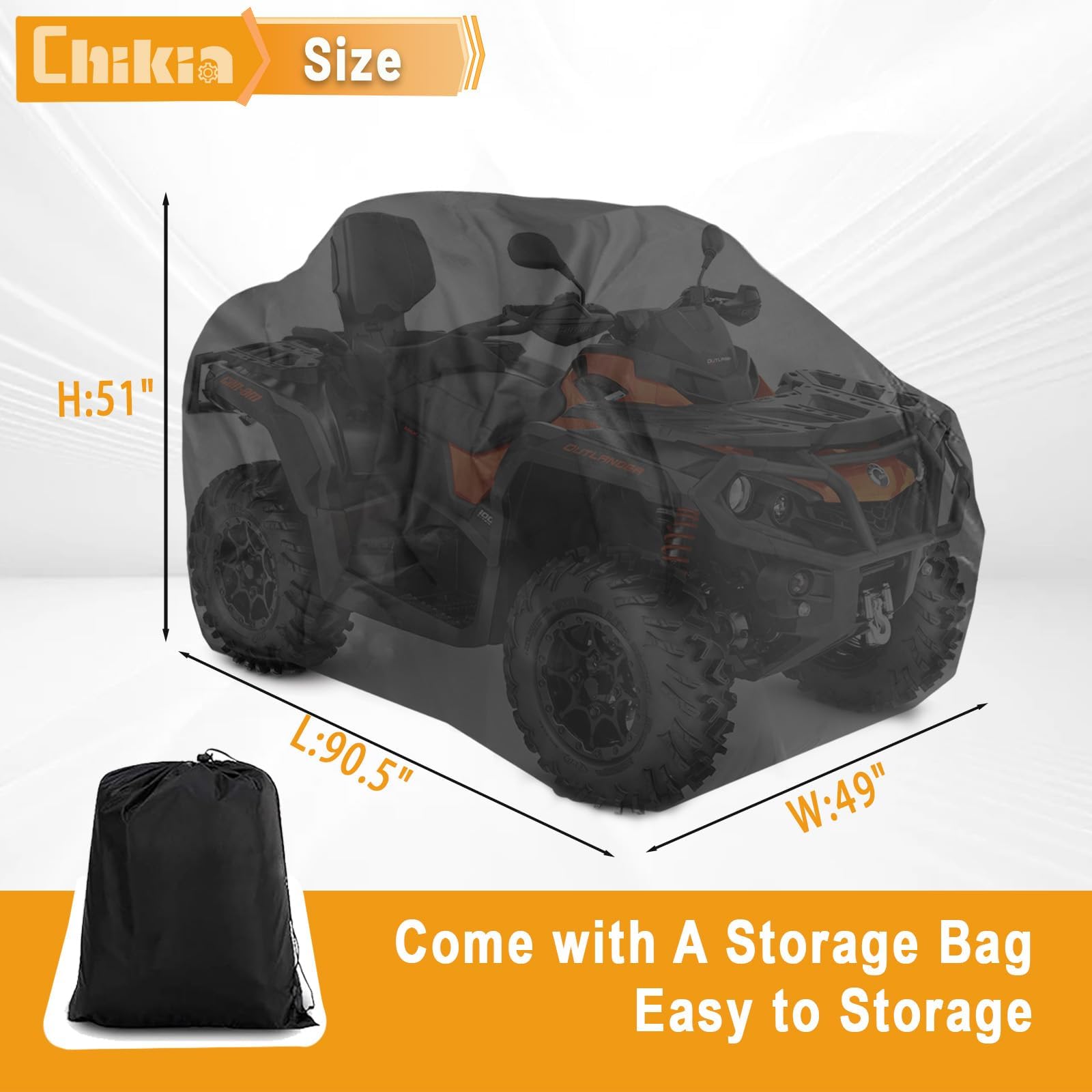 Chikia XL ATV Cover dustproof design shields the quad from debris.
