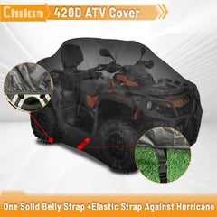 Chikia XL ATV Cover dimensions: 230 cm by 125 cm by 130 cm.