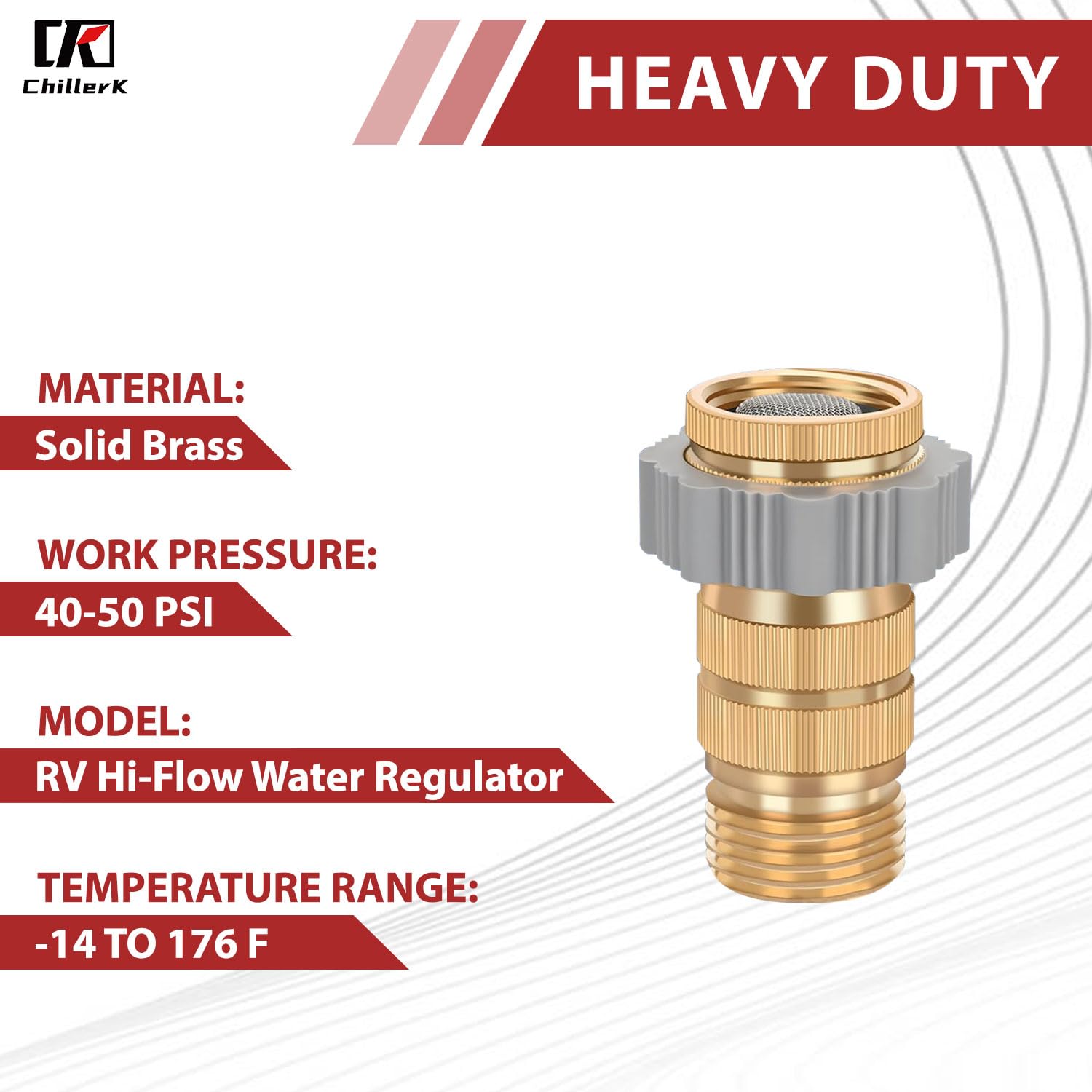Chillerk regulator installed on hoses demonstrates universal 3/4 inch connection compatibility