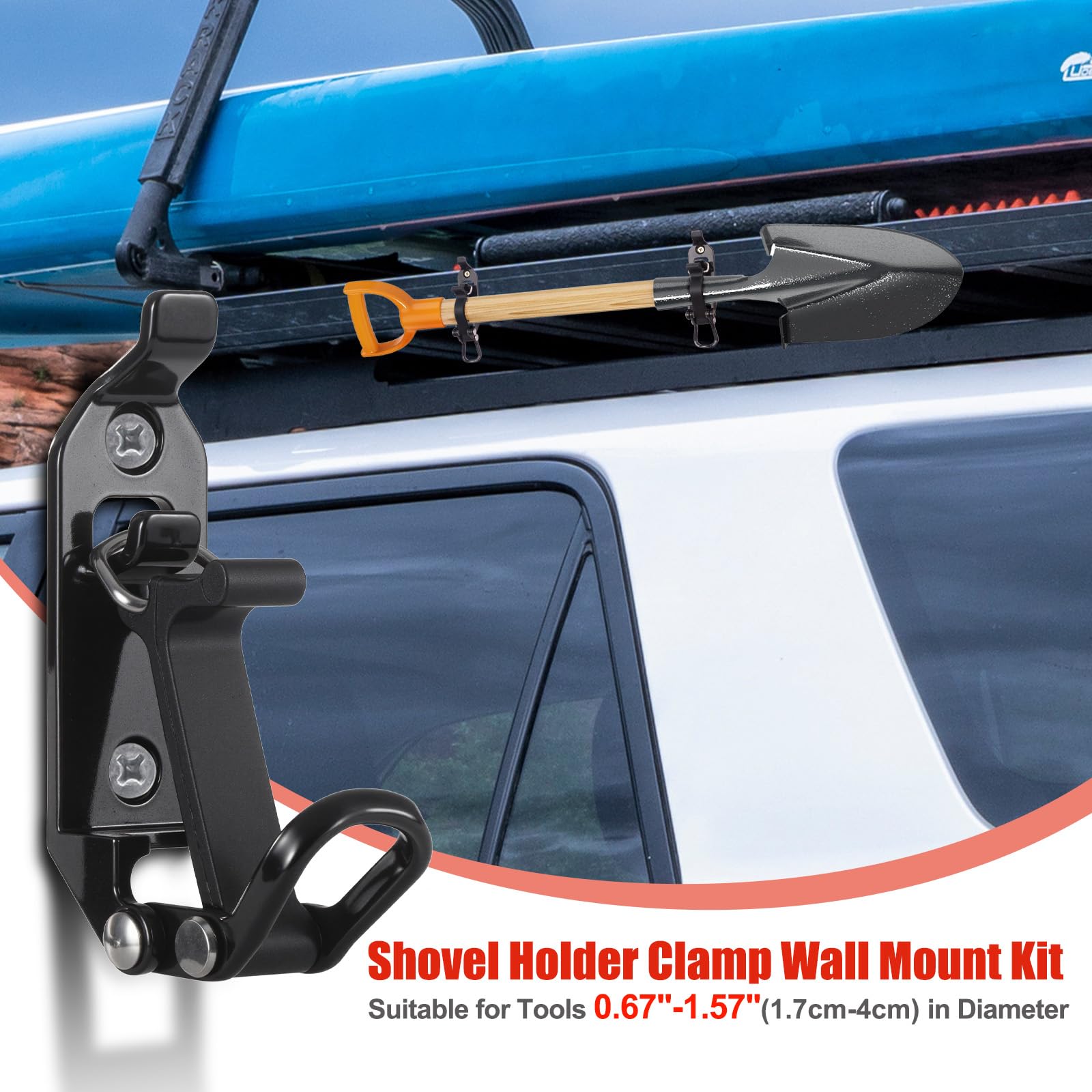 ChimimeDecor track bed rack mount secures rakes and hoses for transport.