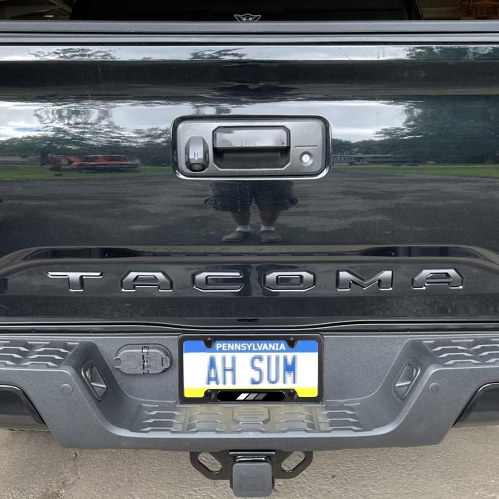 CHLSD Toyota TRD stripe license frame close-up shows rust resistance