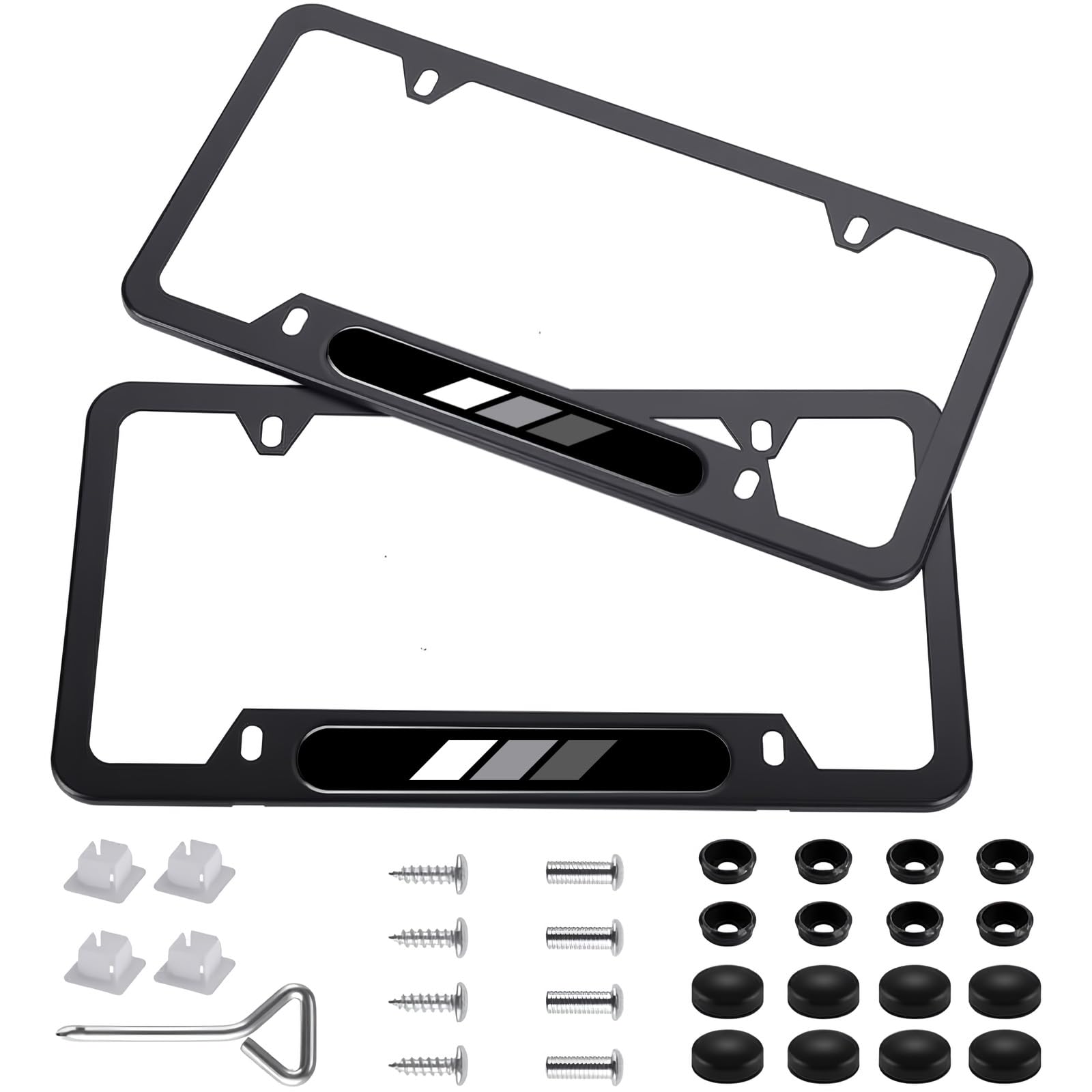 CHLSD Toyota TRD stripe license frame white front view, durable finish