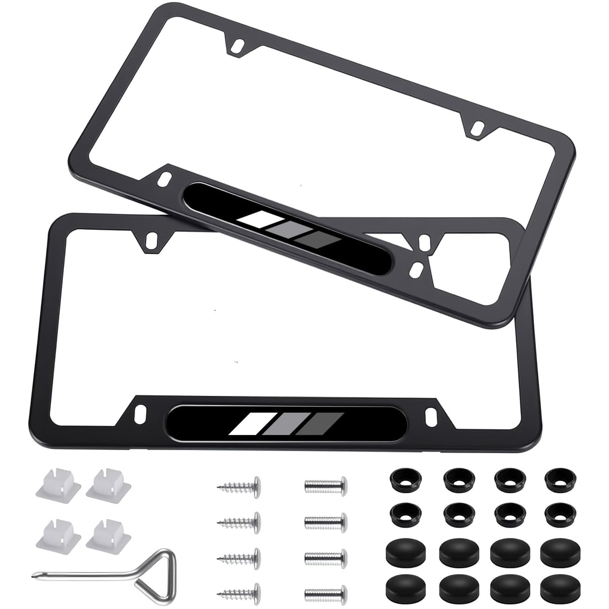 CHLSD Toyota TRD stripe license frame white front view, durable finish