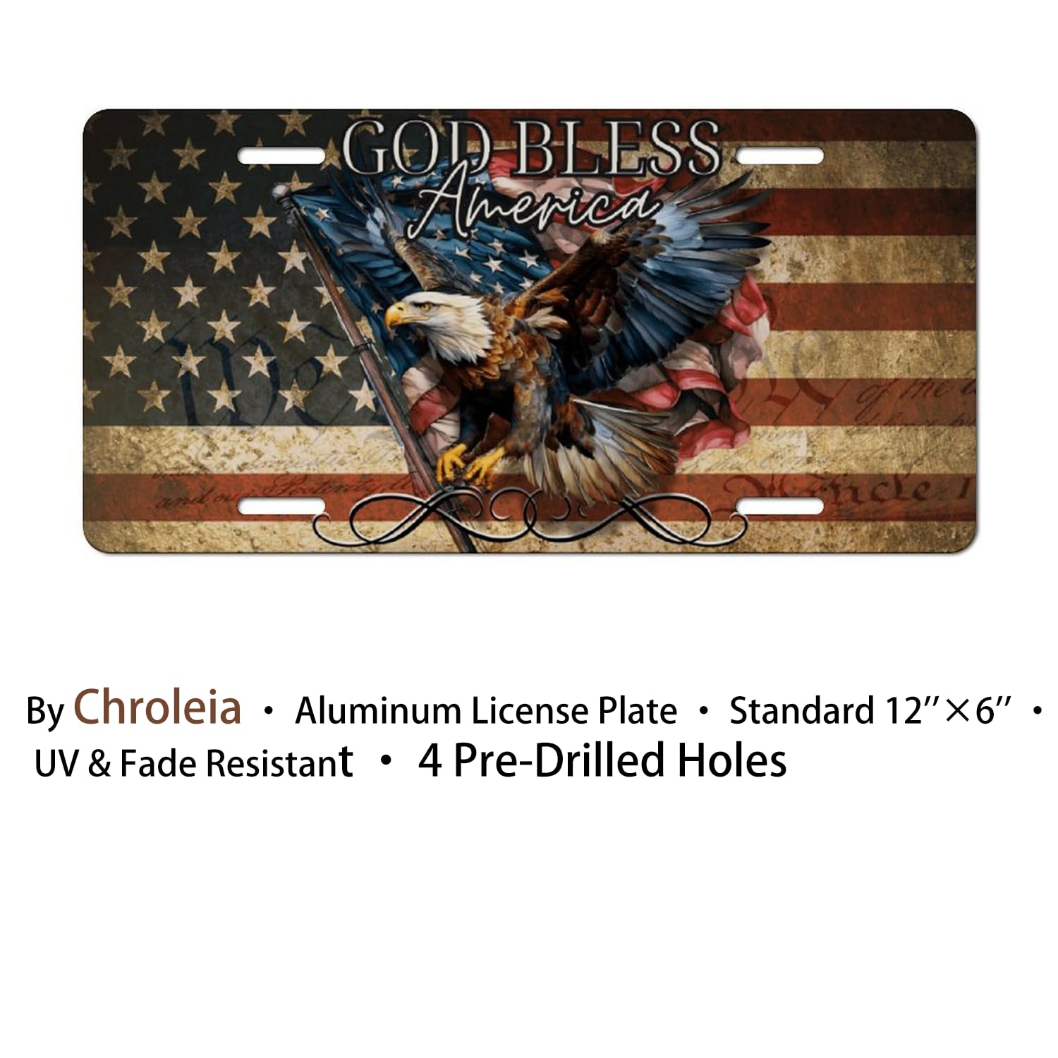 Chroleia aluminum license plate durable and weatherproof for outdoors.