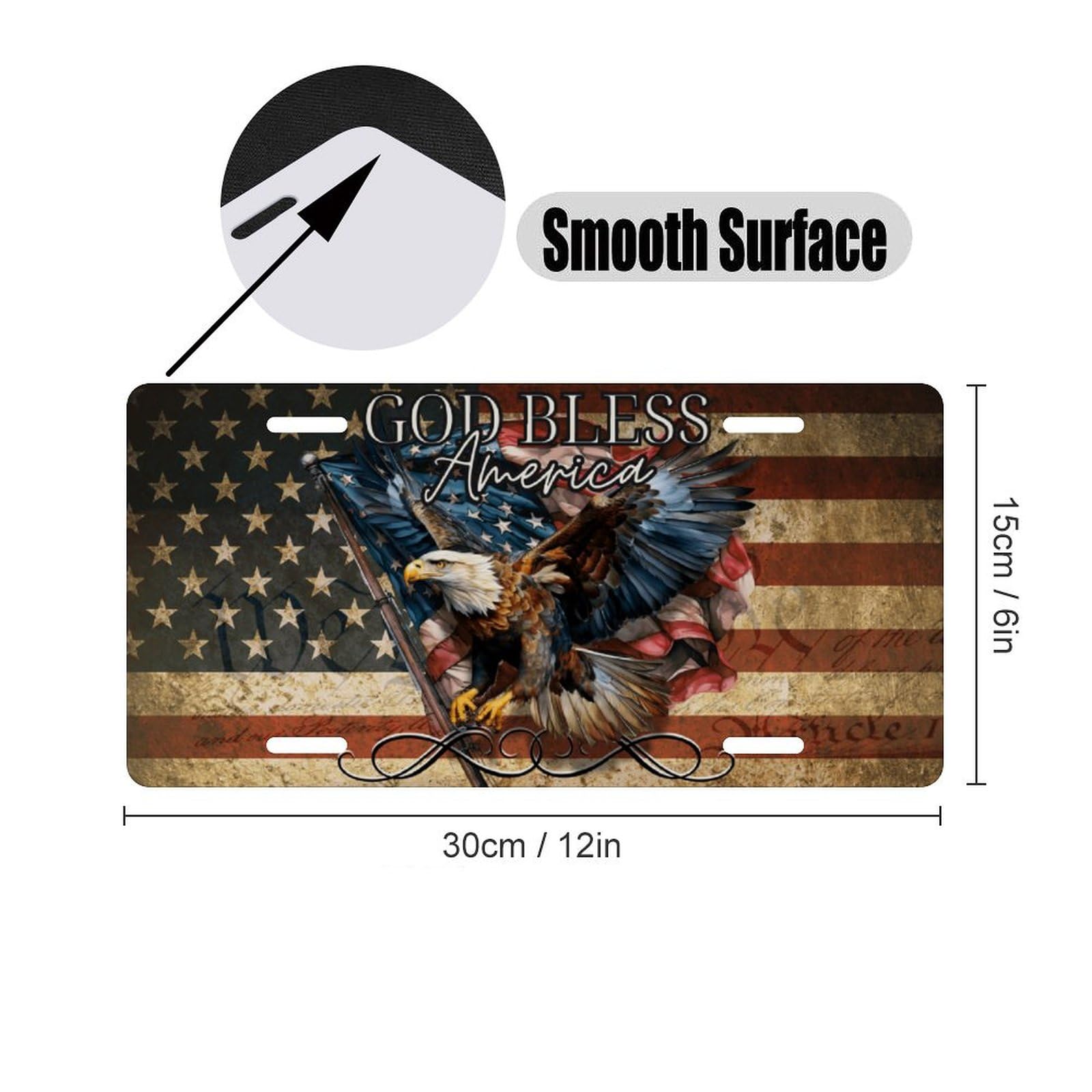Chroleia USA patriotic front plate with flag for bold vehicle accents.