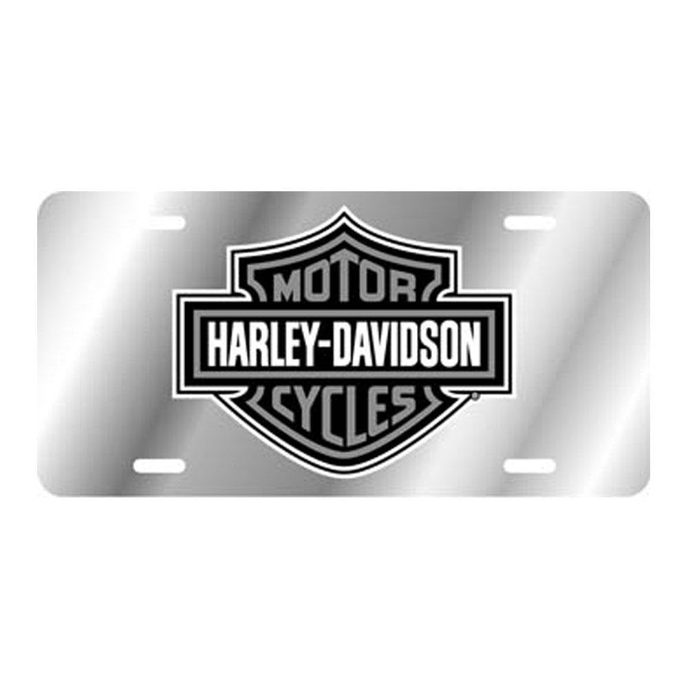 Chroma Graphics 1903 Harley mirrored license plate with shield for durable, standout vehicle branding.