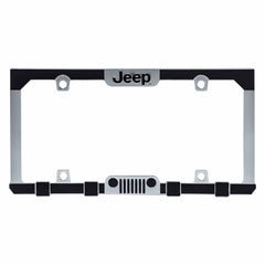 CHROMA Jeep License Plate Frame front view, one-piece chrome design for a durable, polished look.
