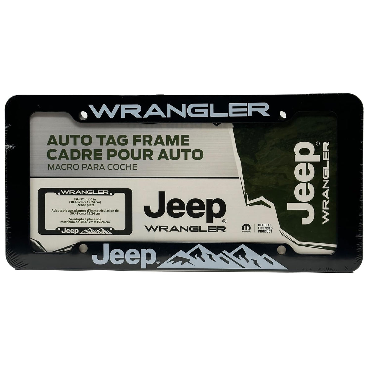 CHROMA Jeep Wrangler license plate frame, officially licensed, built to endure all-weather driving.