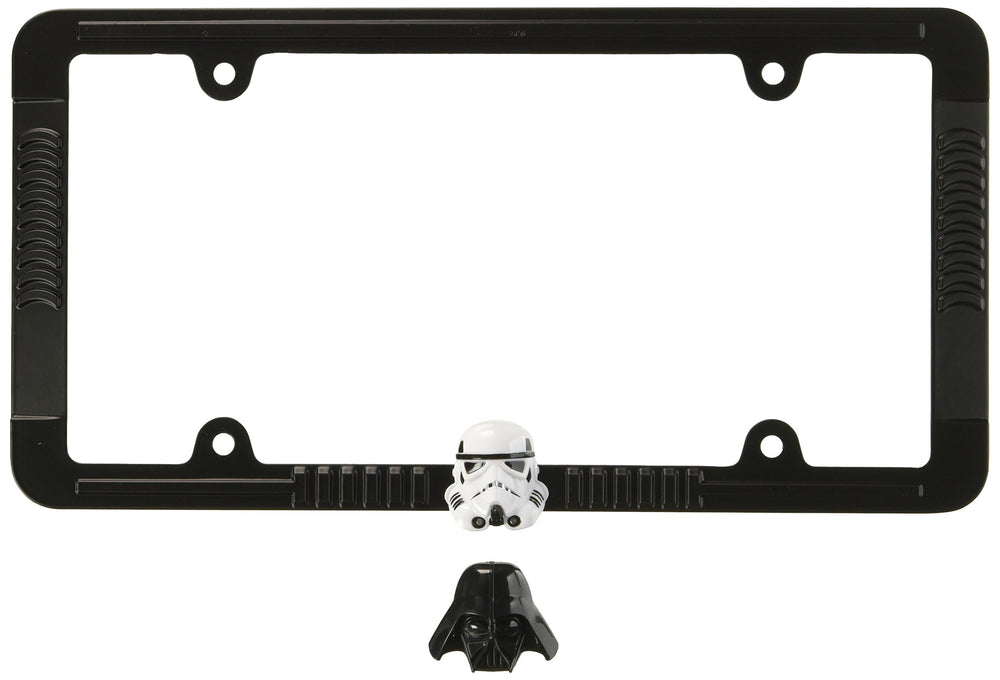 CHROMA Vader & Trooper frame front view with interchangeable helmets for display.