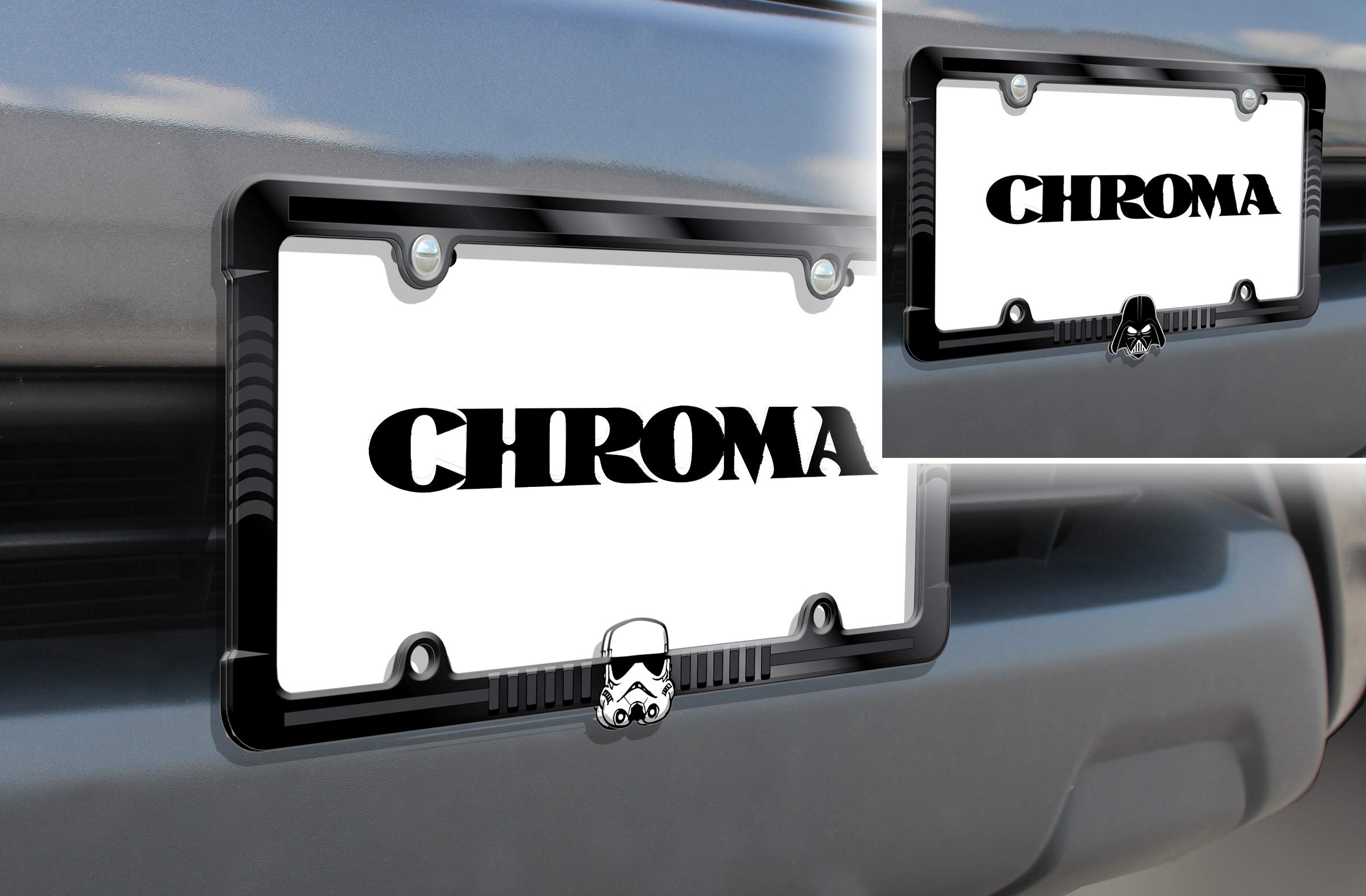 CHROMA Star Wars frame side angle highlighting easy license tag fit.