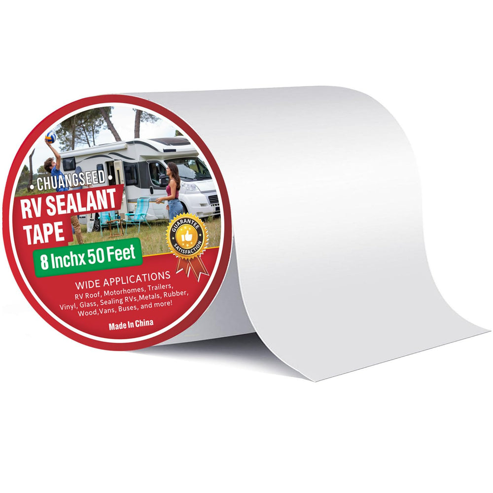CHUANGSEED RV roof tape white roll showing strong adhesion for leaks protection.