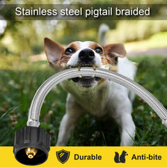 Chulan 12in stainless braided propane hose resists sun and weather for longer life.