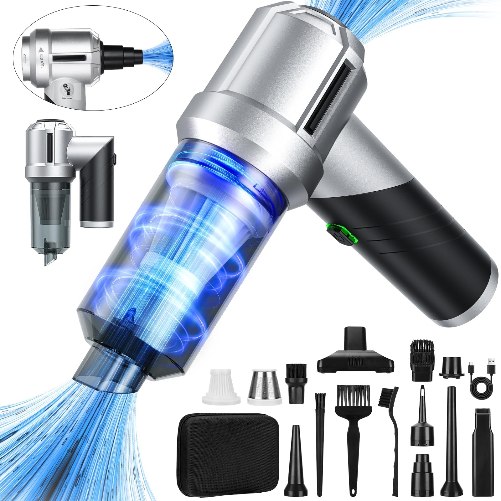 CHUMPOSH car vacuum with 4 in 1 interior cleaning and precision suction