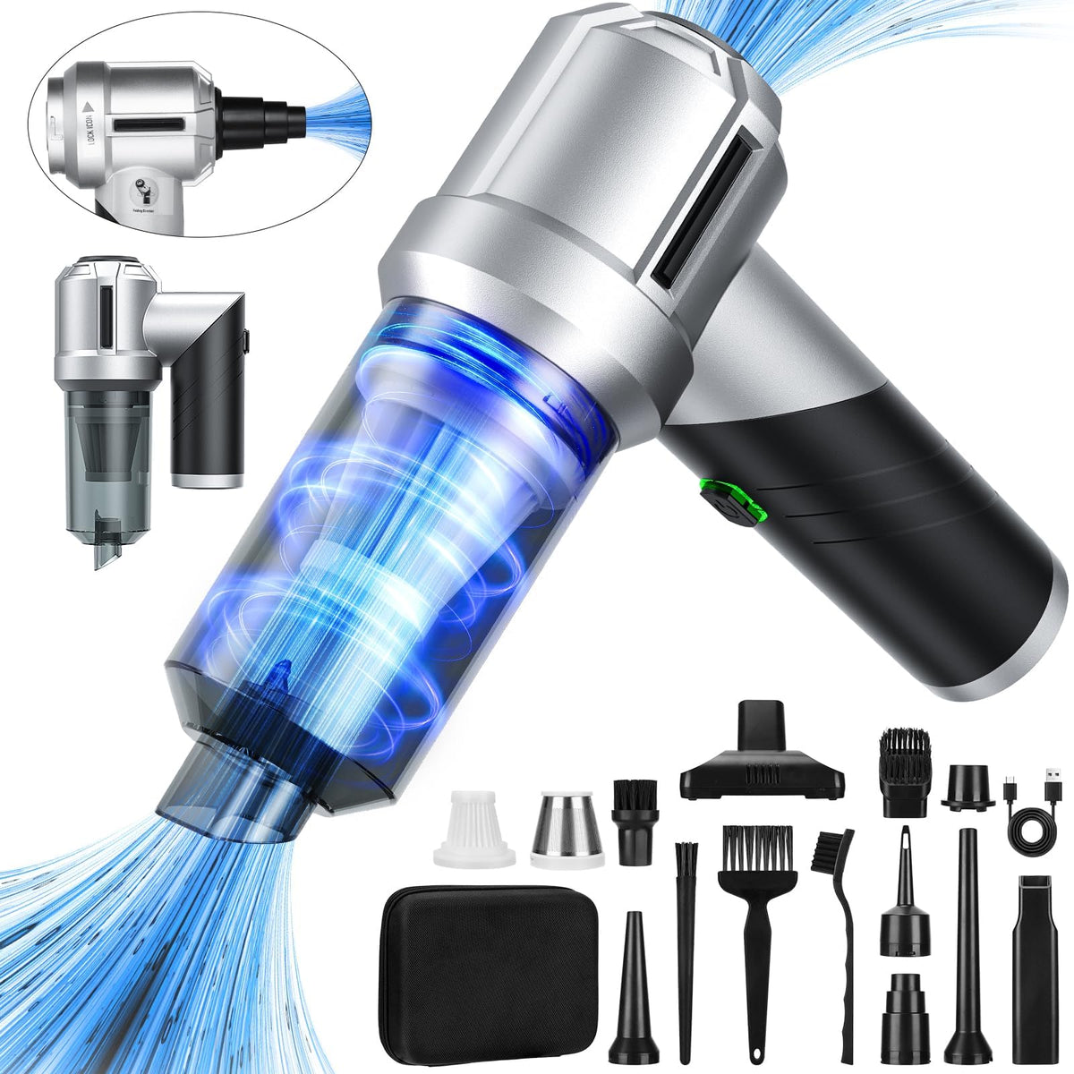 CHUMPOSH car vacuum with 4 in 1 interior cleaning and precision suction