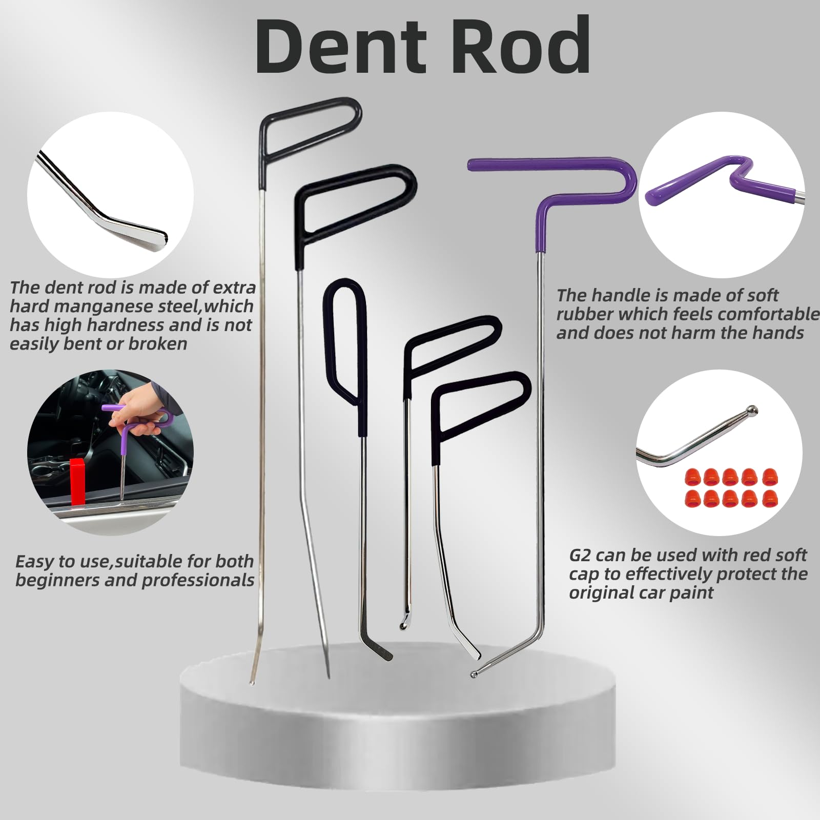 Chymogul six-rod set with varied lengths for flexible dent access