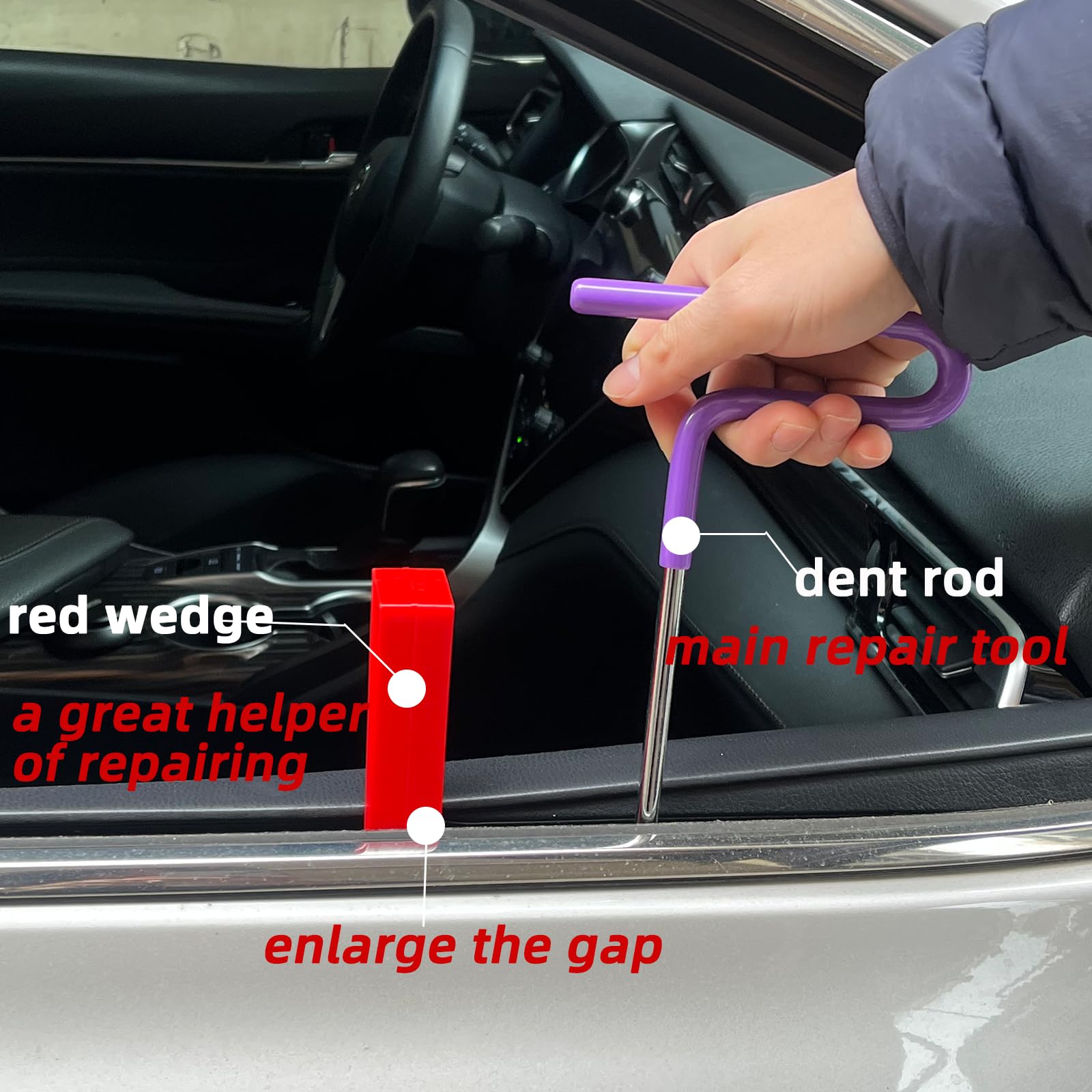 Chymogul red wedge opens gaps for guided repair work
