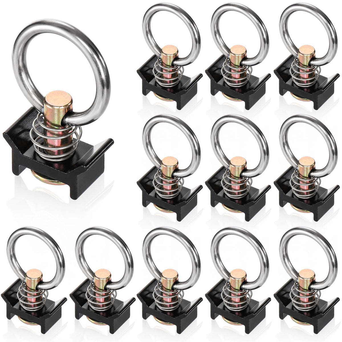 Cididu 12-pack L-track stud fittings secure cargo on diverse tracks.