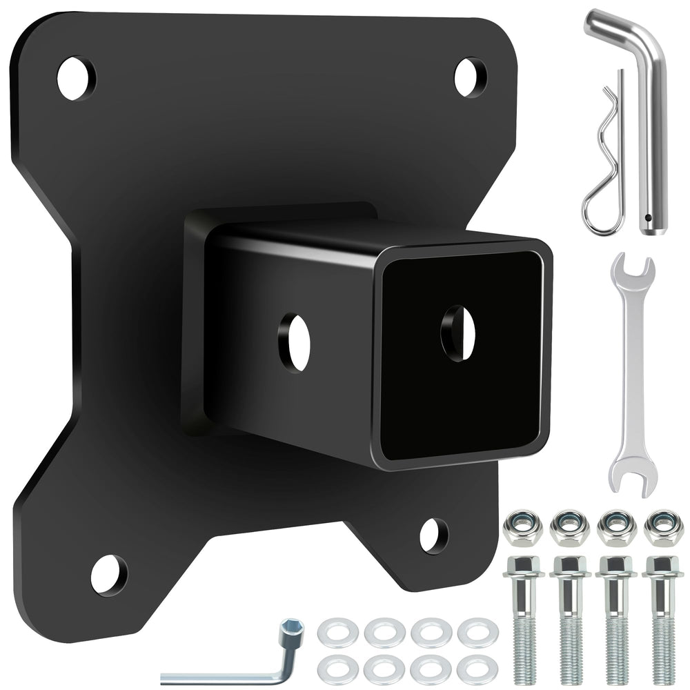 CILOYU 2-inch hitch receiver mounted on wall for organized storage and quick access.