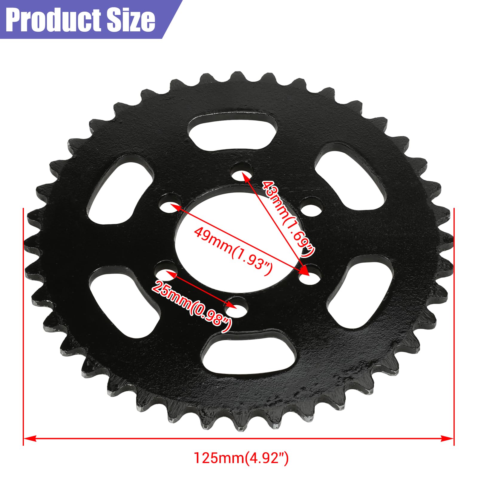 Note: 40T is smaller than original 75T; chain may need shortening