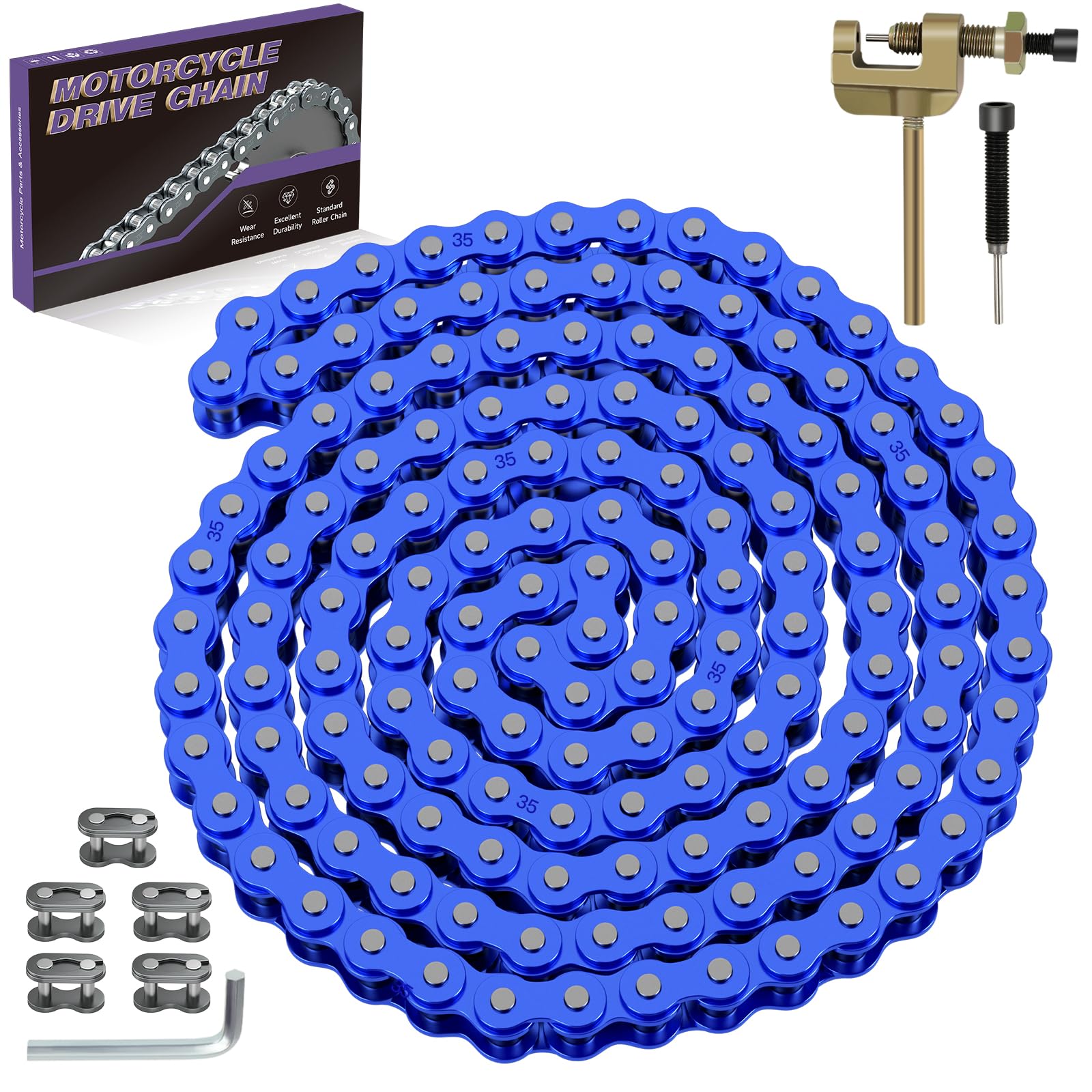 CILOYU 35-chain for mini bike side view shows durable alloy steel construction