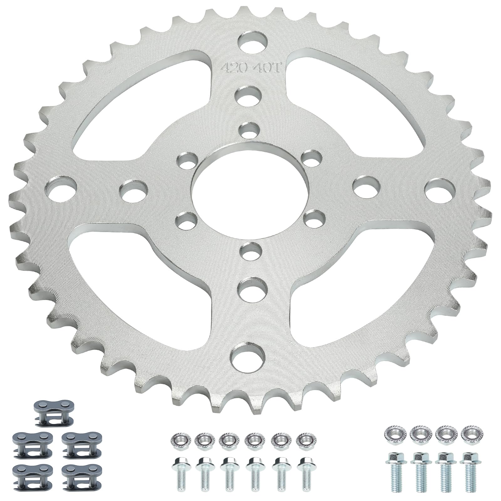 CILOYU 40tooth sprocket close-up with durable teeth for smooth power transfer on 420 chains