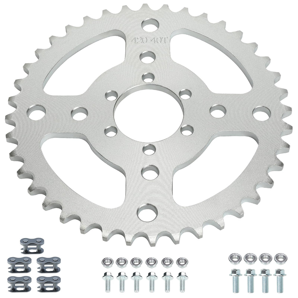 CILOYU 40tooth sprocket close-up with durable teeth for smooth power transfer on 420 chains