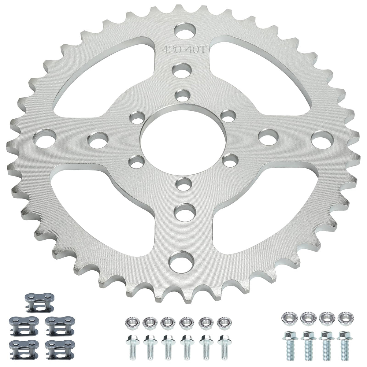 CILOYU 40tooth sprocket close-up with durable teeth for smooth power transfer on 420 chains