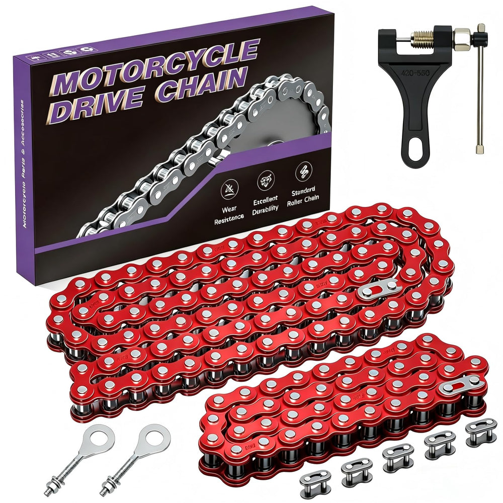 CILOYU 420 chain front view shows durable alloy steel for mini bikes
