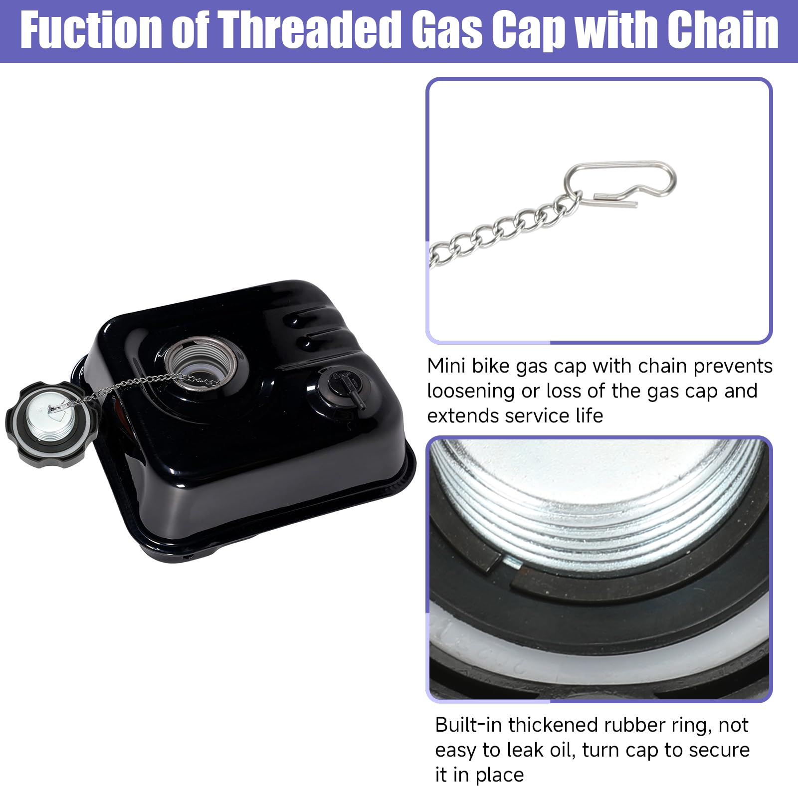 CILOYU gas tank cap with chain for Predator 420cc engine, chain prevents drops