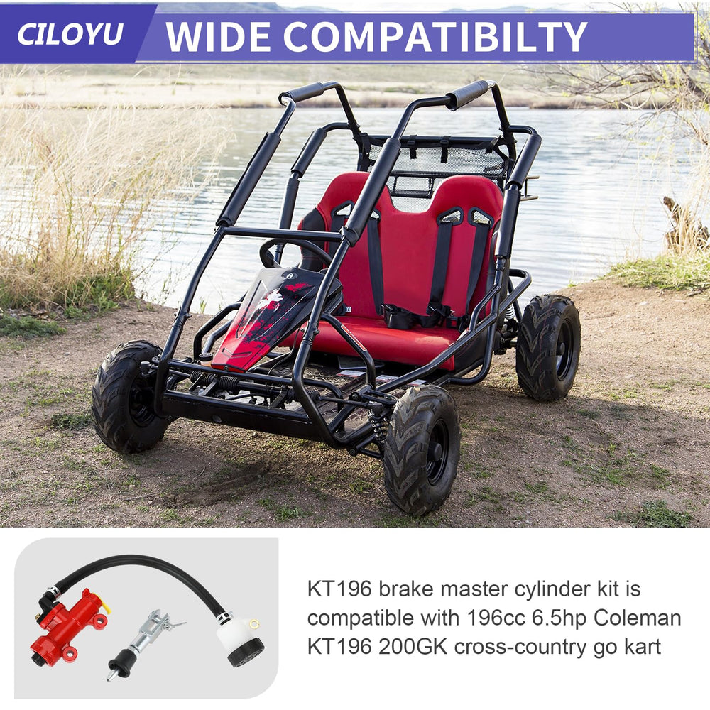 Installation guide visual for the CILOYU KT196 brake kit and bleeding steps.