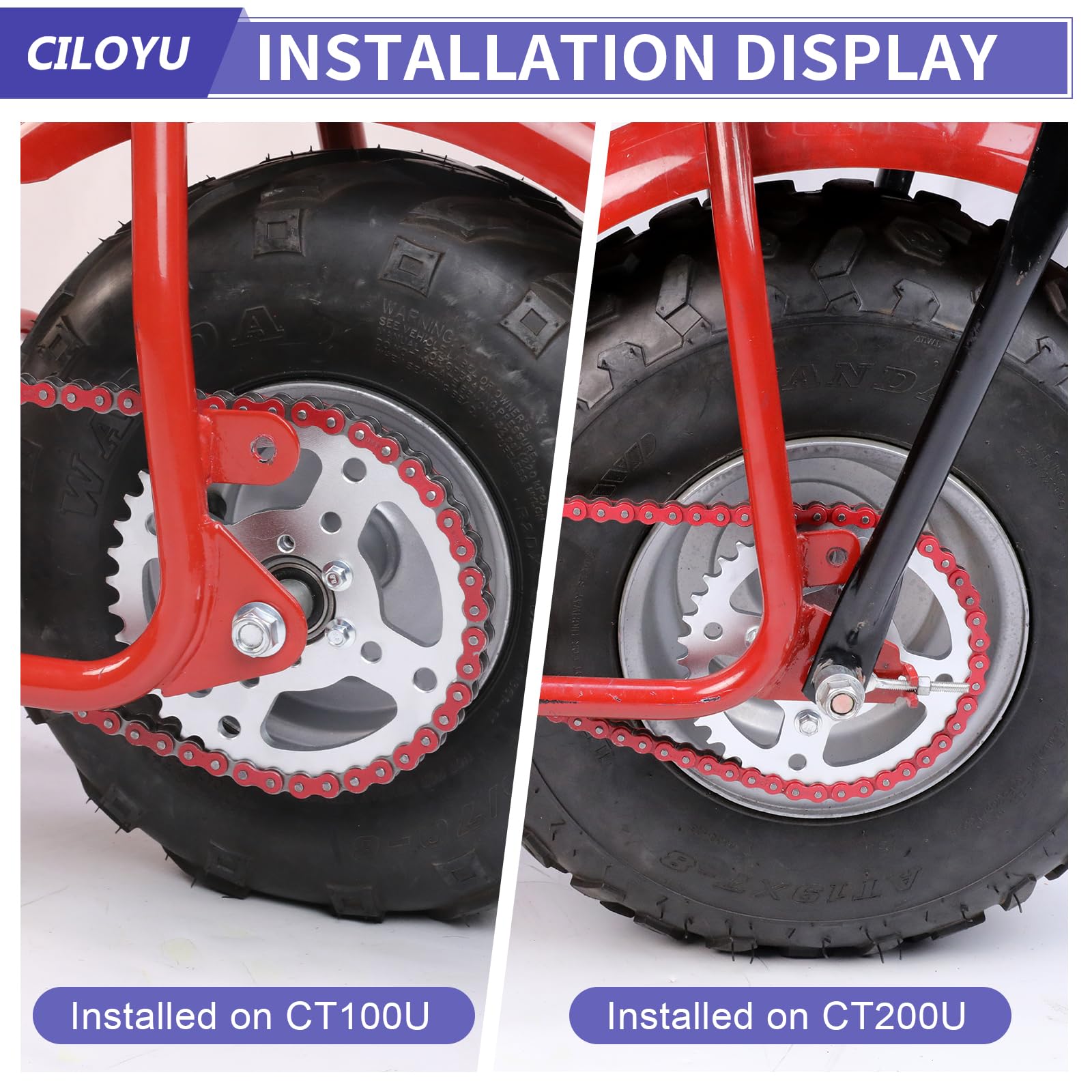 CILOYU mini-bike fitment image highlighting CT200U and BT200X compatibility