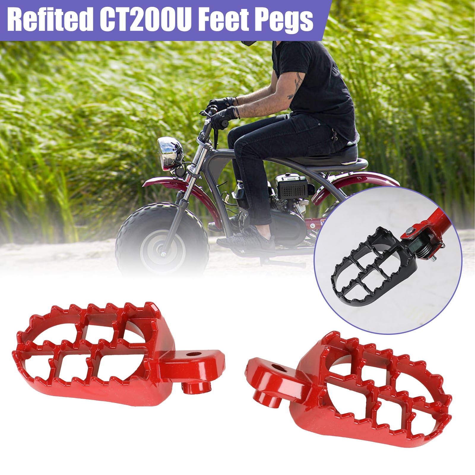 CILOYU mini bike pegs anti-skid-design enhances traction in wet conditions.