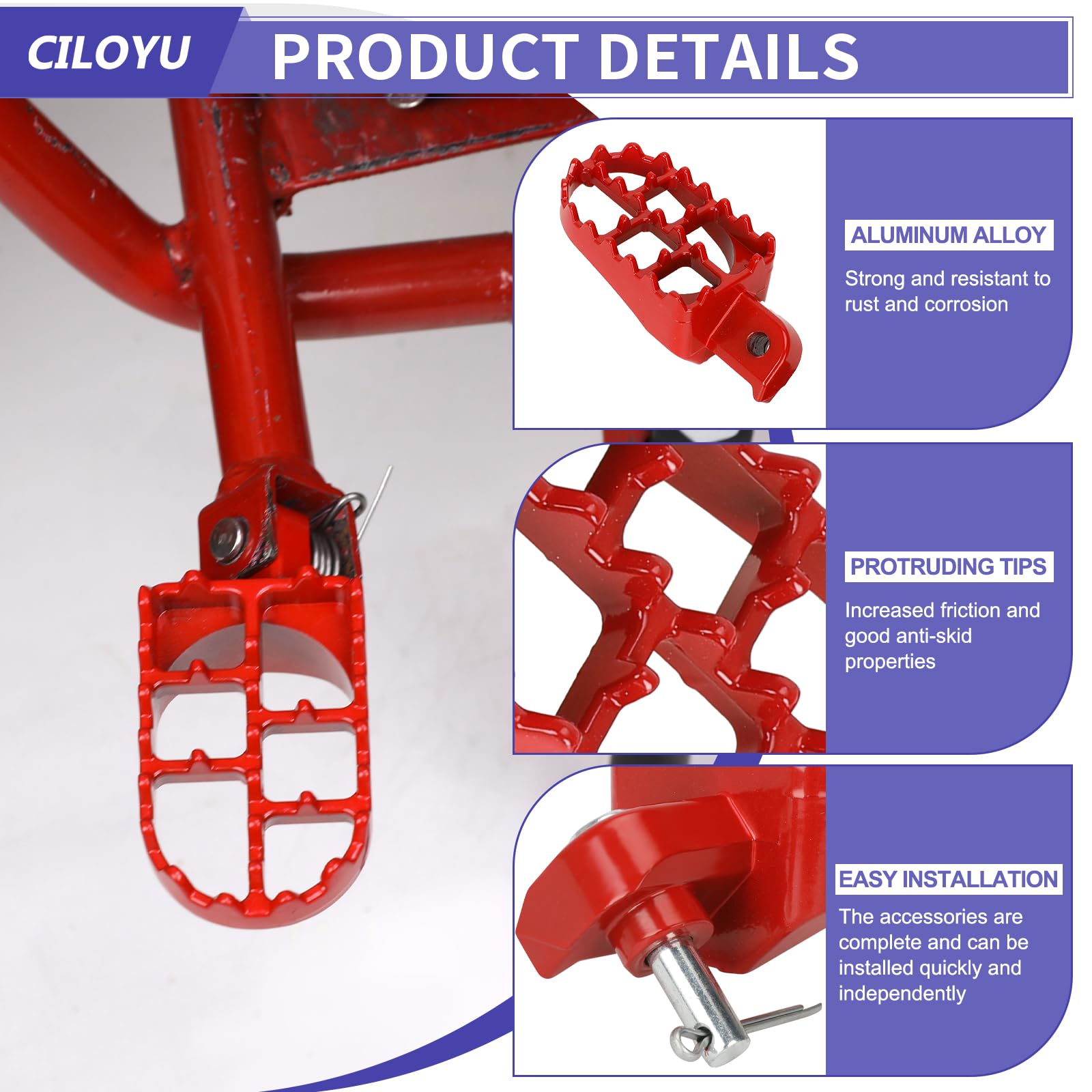 CILOYU mini bike pegs easy-installation for quick upgrades.