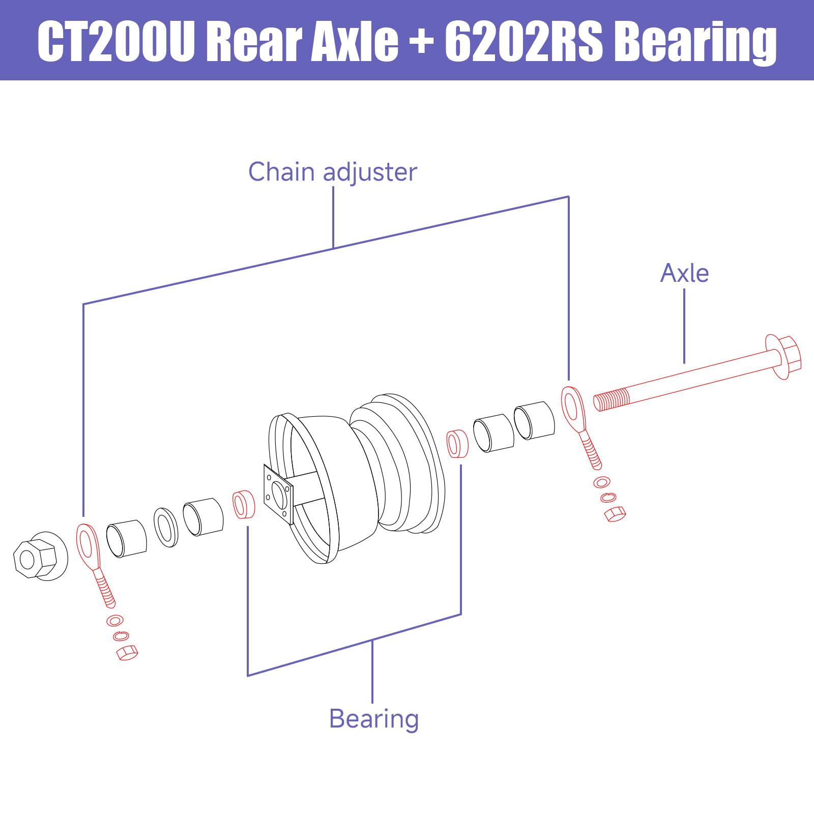 CILOYU mini bike rear axle highlights durable steel construction