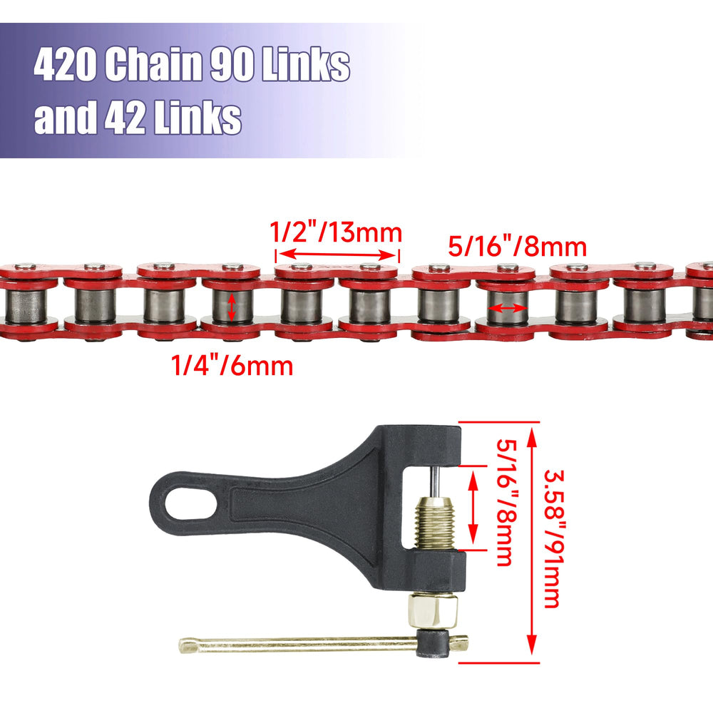 CILOYU packaging content including chain, sprockets, and master links