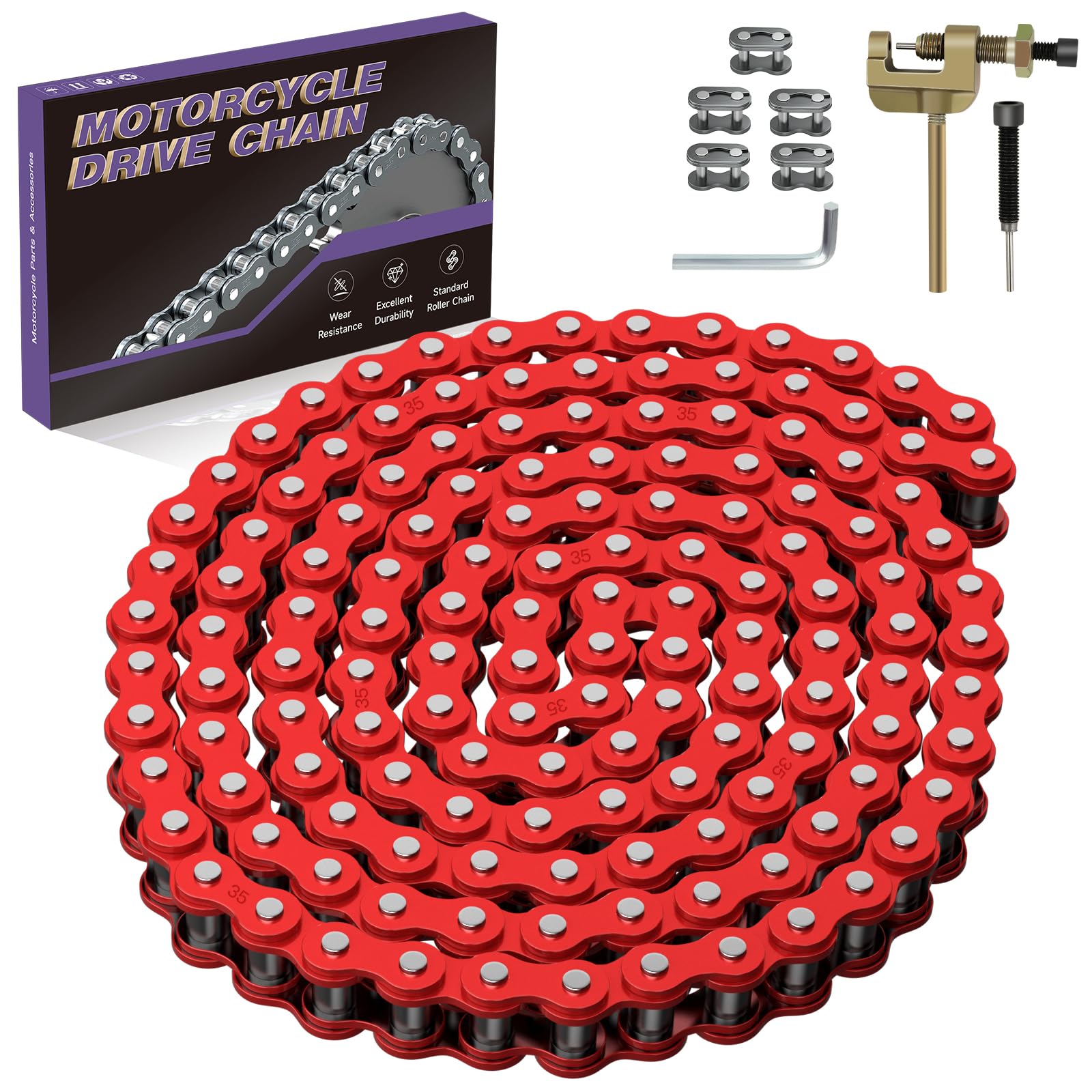 CILOYU red 35-chain shown for mini bike CT100U installation, smooth drivetrain upgrade