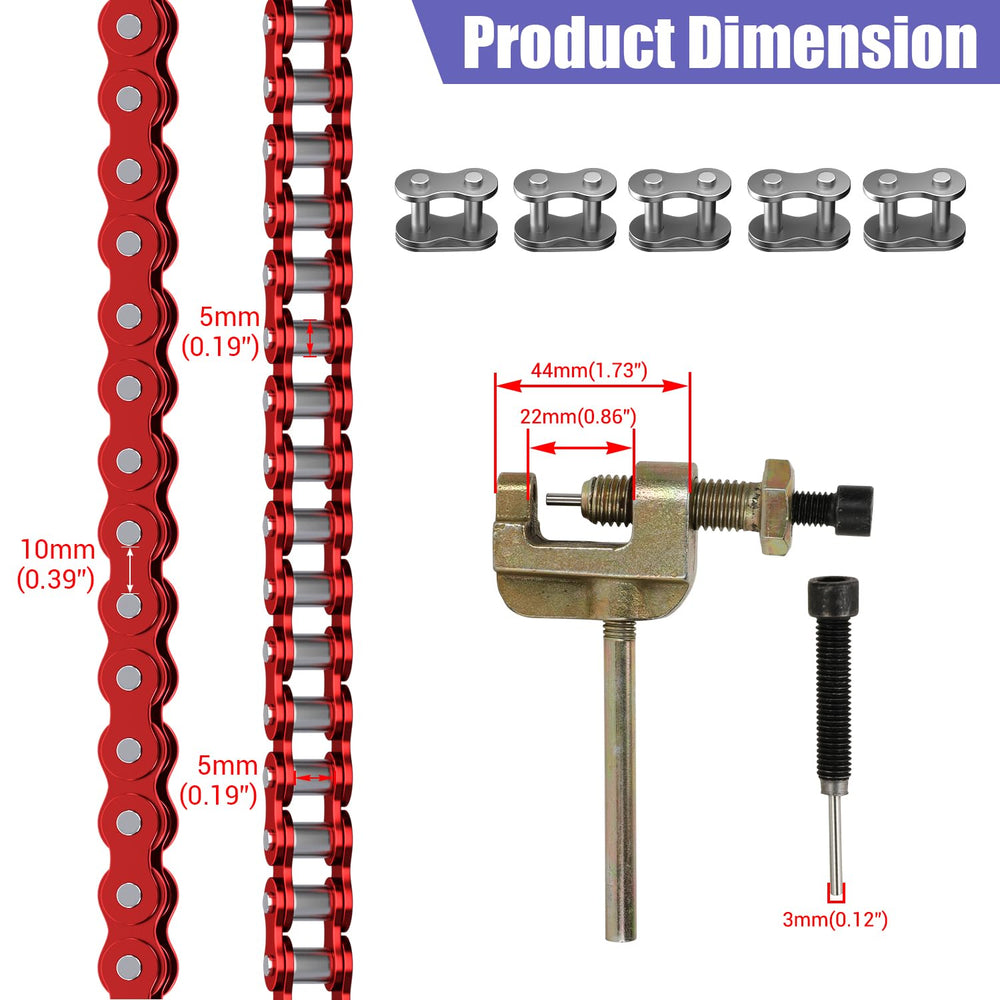 CILOYU red 35-chain on MM-B105 electric mini bike, corrosion resistance suited to rides