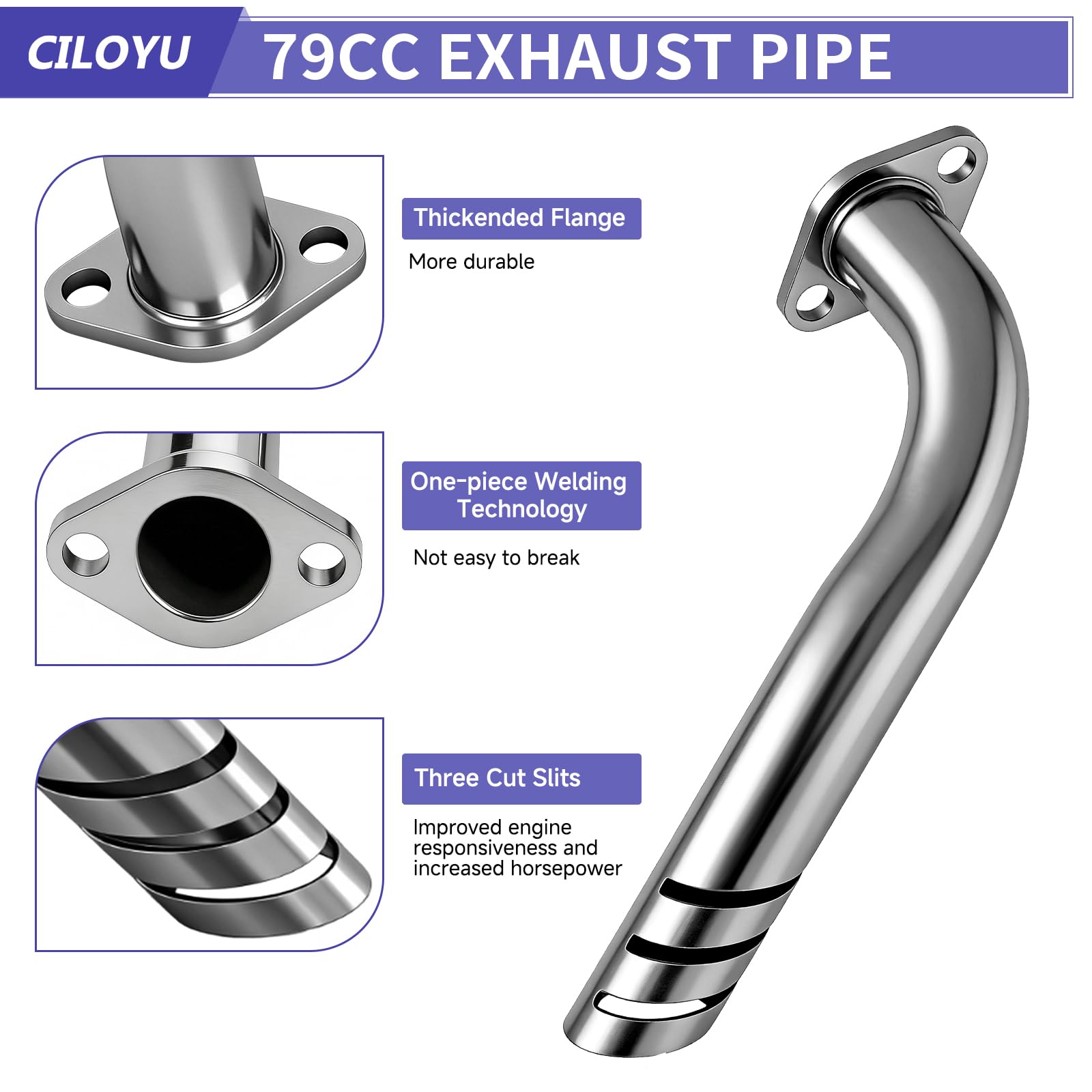 Close-up of TIG welded flange on the CILOYU exhaust kit for durability