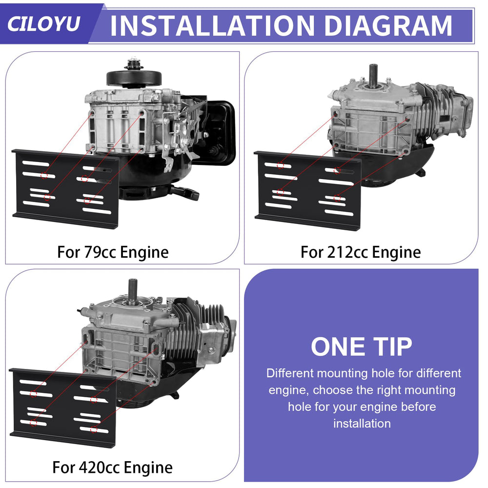 CILOYU universal engine mounting plate back view highlights stability for secure mounting
