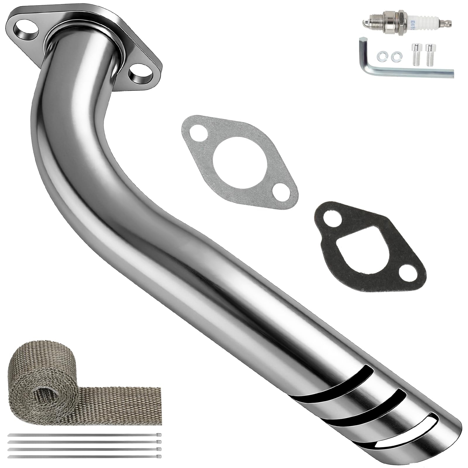CILOYU universal exhaust header kit full assembly on Predator engine shows compatibility and ride enhancement