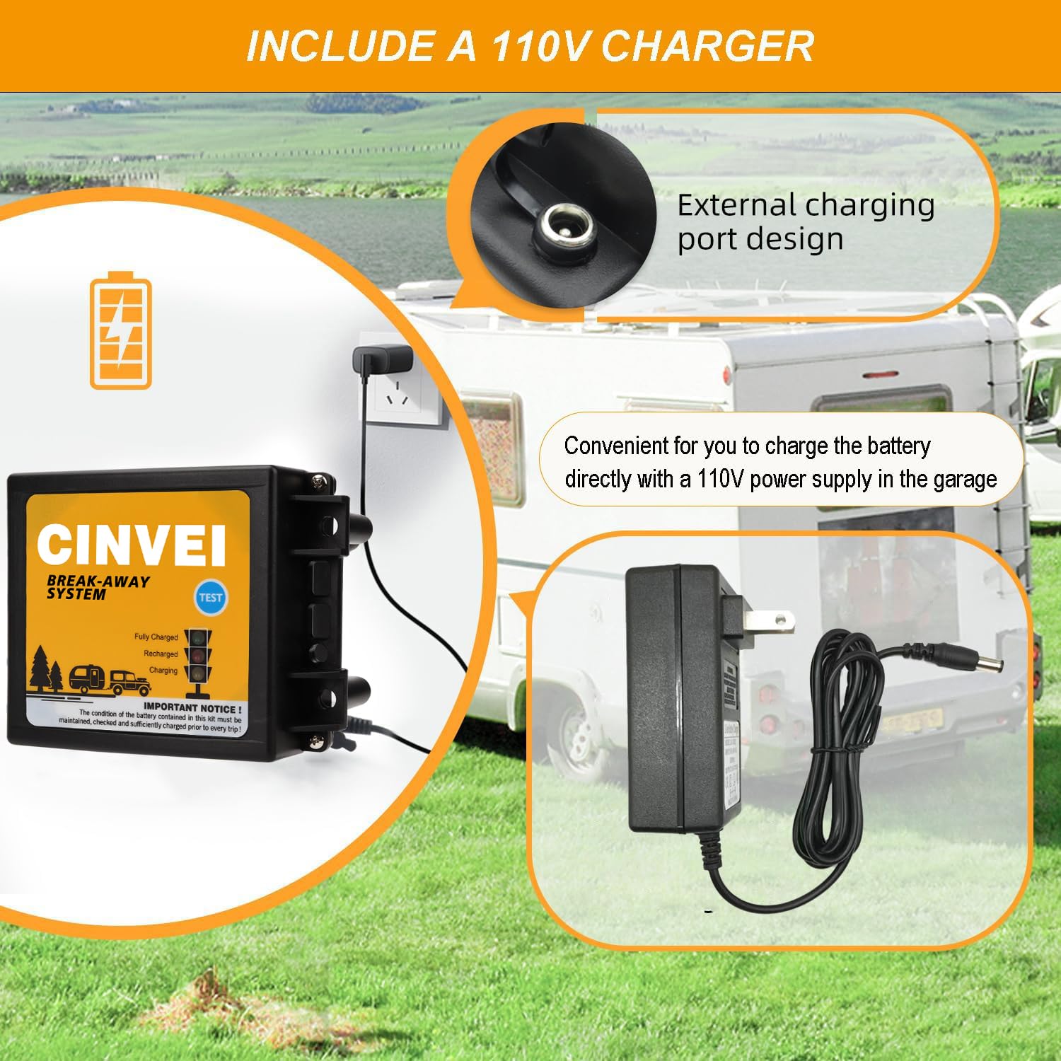 CINVEI 12V 5Ah battery powers braking when detached