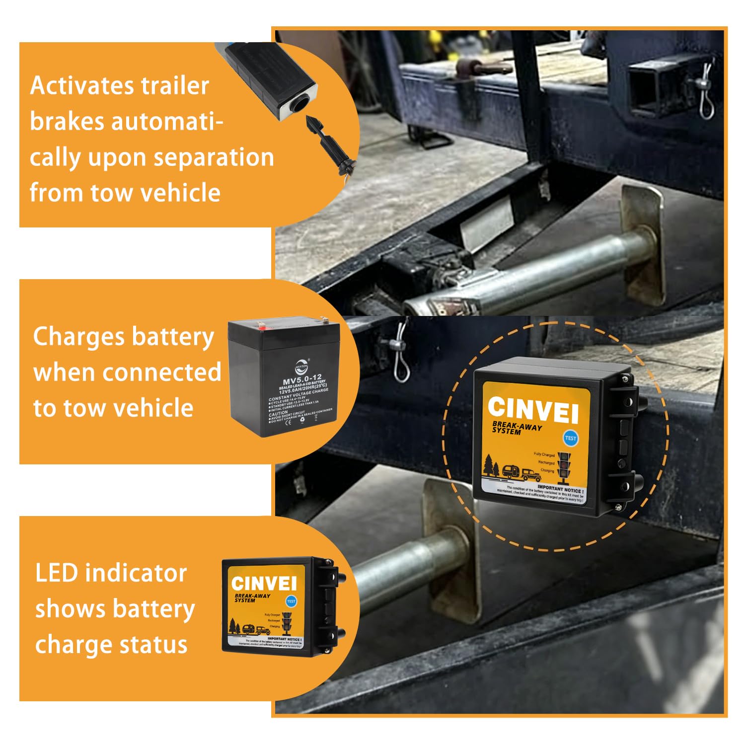 CINVEI LED indicator displaying battery status for quick checks