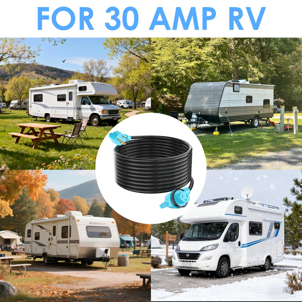 CircleCord cord organizer with storage bag keeps RV gear neatly stowed.