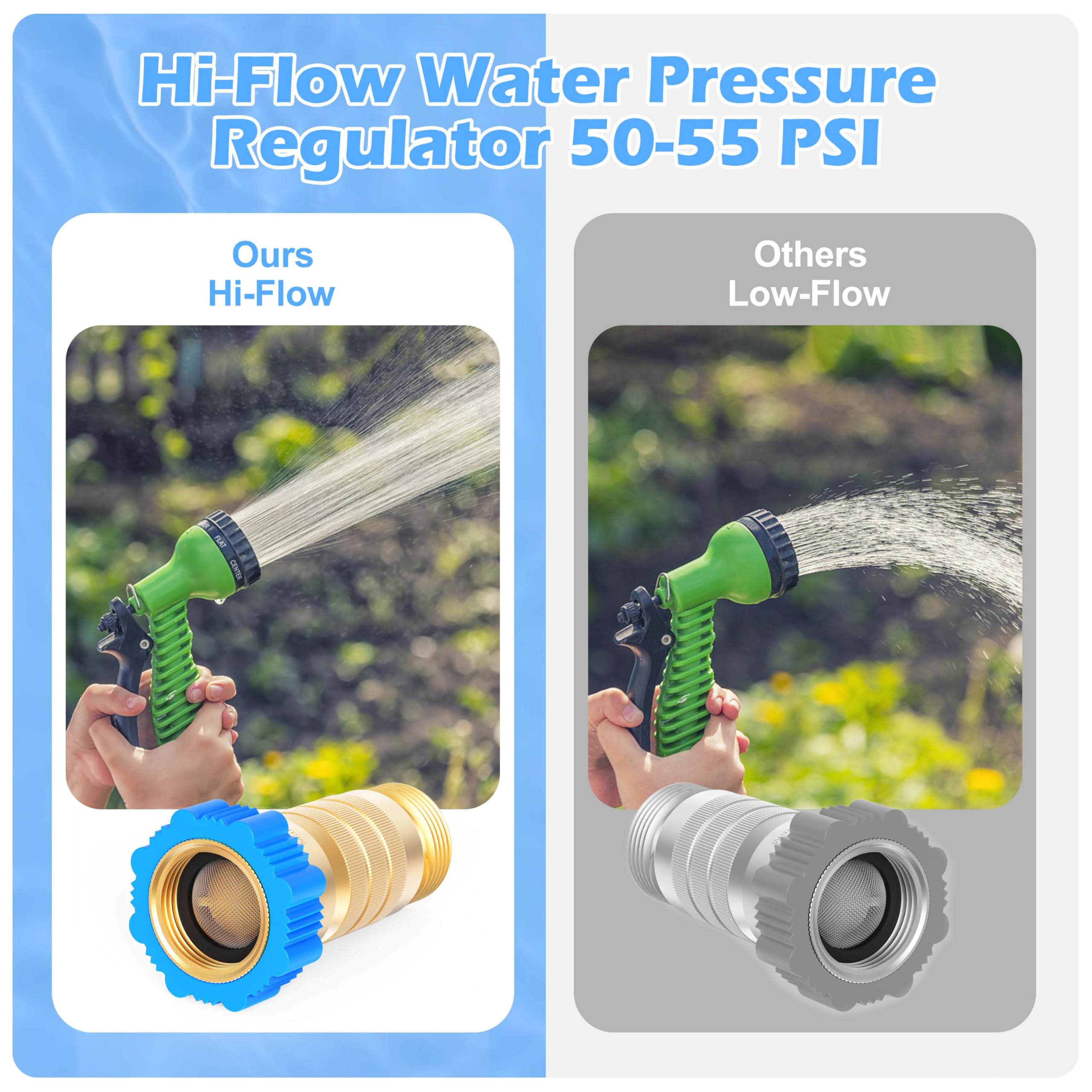 CircleCord brass regulator enabling safe garden watering with stabilized pressure.
