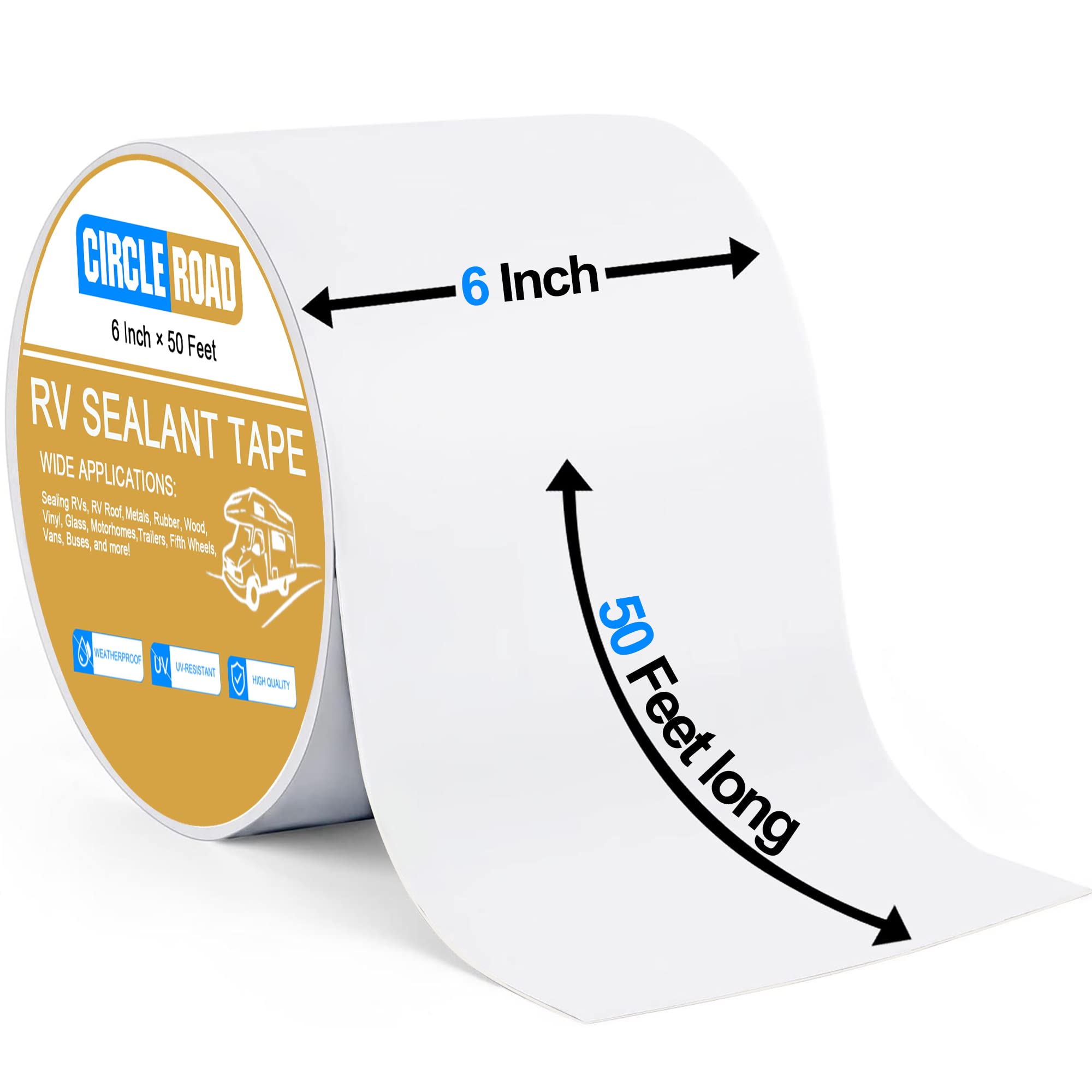CircleRoad RV Roof Tape application closeup shows strong adhesion for weatherproofing