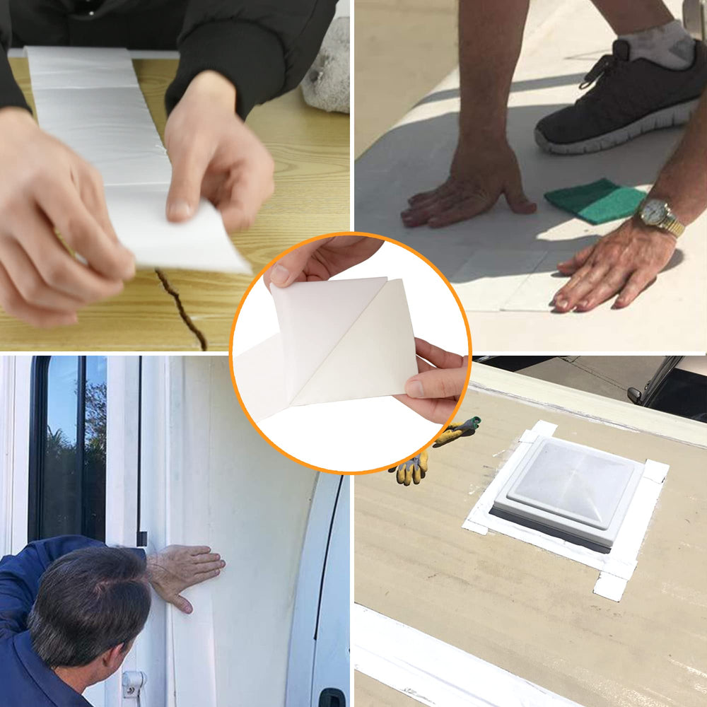 CircleRoad RV Roof Tape on vinyl surface offers durable weather protection